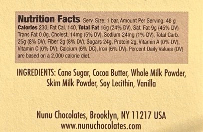 White Chocolate Bar, Gluten Free