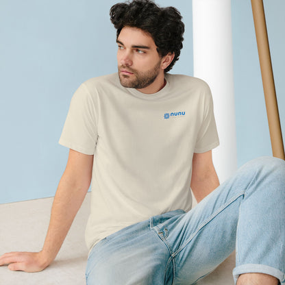 Nunu Logo Organic T-Shirt — Minimal Blue Pattern Tee