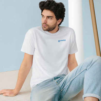 Nunu Logo Organic T-Shirt — Minimal Blue Pattern Tee