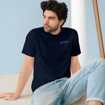 Nunu Logo Organic T-Shirt — Minimal Blue Pattern Tee